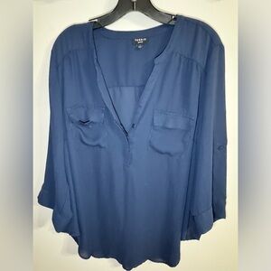 Torrid Navy Blouse with Pockets